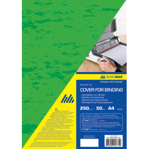 Обложка для биндера картон под кожу А4 230-250 г/м2 зеленая 50 шт/уп Buromax (BM.0580-04)