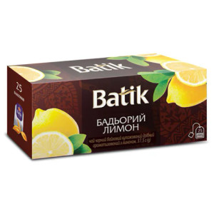 Чай черный в ф/п Batik Бодрый лимон, 25 пакетиков