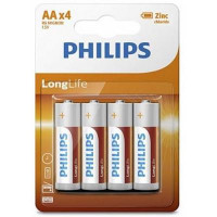 Батарейка AA LR06 PHILIPS LongLife Zinc Carbon * 4 (R6L4B/10) уп. 4 шт.