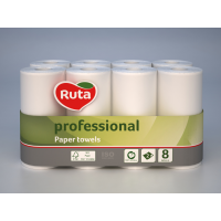Полотенца рулонные 2-слой Ruta Professional белые (8 рул/уп)