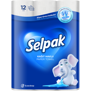 Полотенца рулонные 3-слой SELPAK  белые (12 рул/уп)
