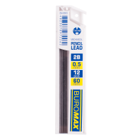 Грифели для механических карандашей 0,5 мм, 2В, BUROMAX , (12 шт), (BM.8660)