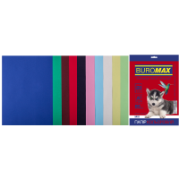 Папір кольоровий А4 80 г/м кв BUROMAX Райдуга 20 арк DARK+PASTEL 10 кольорів
