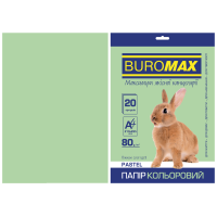 Бумага цветная А4 80 г/м кв BUROMAX 20 л PASTEL св.-зеленая (BM.2721220-15)