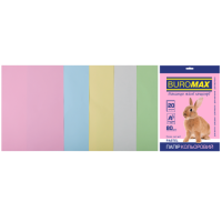 Папір кольоровий А4 80 г/м кв BUROMAX Райдуга 20 арк PASTEL 5 кольорів (BM.2721220-99)