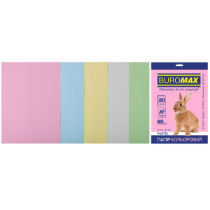 Бумага цветная А4 80 г/м кв BUROMAX Радуга 20 л PASTEL 5 цветов (BM.2721220-99)