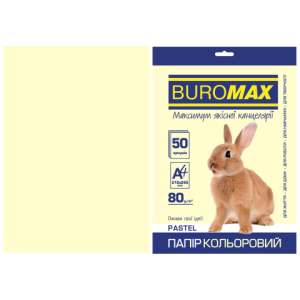 Бумага цветная А4 80 г/м кв BUROMAX 50 л PASTEL крем. (BM.2721250-49)