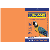 Бумага цветная А4 80 г/м кв BUROMAX 20 л INTENSIVE оранж. (BM.2721320-11)