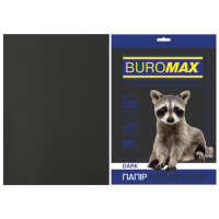 Бумага цветная А4 80 г/м кв BUROMAX 20 л DARK черная (BM.2721420-01)