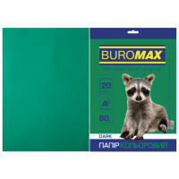 Бумага цветная А4 80 г/м кв BUROMAX 20 л DARK темно-зеленая (BM.2721420-04)