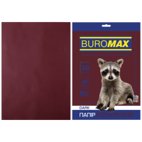 Бумага цветная А4 80 г/м кв BUROMAX 20 л DARK коричневая (BM.2721420-25)