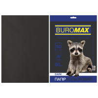 Бумага цветная А4 80 г/м кв BUROMAX 50 л DARK черная (BM.2721450-01)