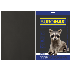 Бумага цветная А4 80 г/м кв BUROMAX 50 л DARK черная (BM.2721450-01)