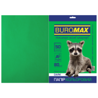 Папір кольоровий А4 80 г/м кв BUROMAX 50 арк DARK темно-зелений (BM.2721450-04)
