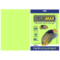 Бумага цветная А4 80 г/м кв BUROMAX 20 л NEON зеленая (BM.2721520-04)