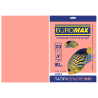 Бумага цветная А4 80 г/м кв BUROMAX 20 л NEON розовая (BM.2721520-10)