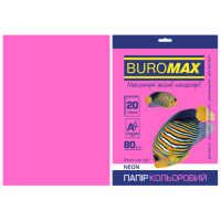 Бумага цветная А4 80 г/м кв BUROMAX 20 л NEON малиновая (BM.2721520-29)