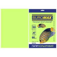 Бумага цветная А4 80 г/м кв BUROMAX 50 л NEON зеленая (BM.2721550-04)