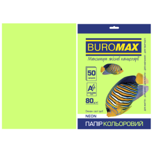 Бумага цветная А4 80 г/м кв BUROMAX 50 л NEON зеленая (BM.2721550-04)