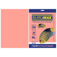 Папір кольоровий А4 80 г/м кв BUROMAX 50 аркушів NEON рожевий (BM.2721550-10)