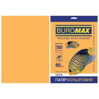 Бумага цветная А4 80 г/м кв BUROMAX 50 л NEON оранжевая (BM.2721550-11)