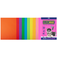 Бумага цветная А4 80 г/м кв BUROMAX Радуга 20 л NEON+INTENSIVE 10 цв (BM.2721820-99)