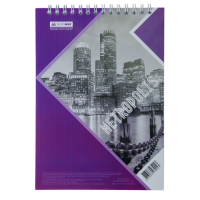Блокнот А4 48 л клетка на спирали сверху обл. картон фиолетовый Buromax (BM.24445101-07)