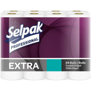 Бумага туалетная 2-слойная SELPAK Pro. Extra белая (целлюлоза) 24 рулона