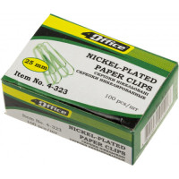 Скрепки канцелярские никелир 25 мм 4OFFICE 4-323 100 шт/уп