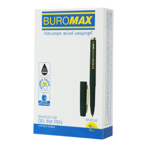 Ручка гелевая BuroMax Status Rouber Touch, 1.0мм черная (прорезин корпус) (BM.8337-02)