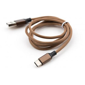 Дата кабель USB 2.0 AM to Type-C nylon 1m brown Vinga (VCPDCTCNB21BR)