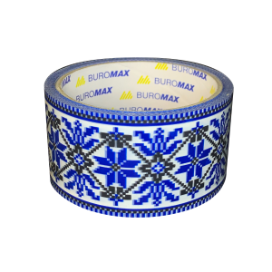 Скотч упаковочный 48 мм х 35 м BuroMax Вышиванка Синяя (BM.7007-68)