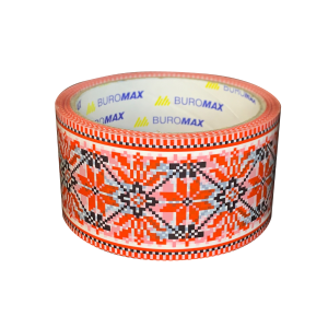 Скотч упаковочный 48 мм х 35 м BuroMax Вышиванка Красная (BM.7007-69)