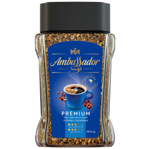 Кава розчинна Ambassador Premium, (скляна банка), 190 гр