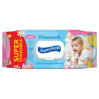 Серветки вологі SuperFresh Baby chamomile (120 шт) (з клапаном)