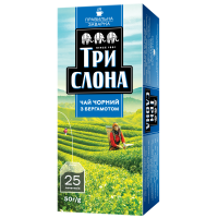 Чай чорний в ф/п Три слона з бергамотом, 25 пакетиків