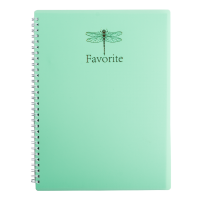 Блокнот А4 на спіралі збоку (обкл. пластик) FAVOURITE PASTEL, 80 аркушів, клітинка м'ятний (BM.24452154-38)