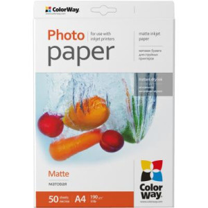 Фотобумага матовая ColorWay A4 190 г Matte 50 л (PM190050A4)