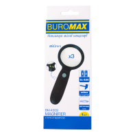 Лупа 3-кратне збільшення, d-60 мм BUROMAX (BM.4309) з підсвічуванням