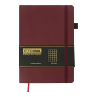 Блокнот деловой BRIEF, А5, 96 л., клетка, темно-красный, иск.кожа (BM.295104-13)