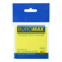 Блок стикеров 75 х 75 мм 100 шт неоновый цвет, желтый Buromax (BM.2382-08)