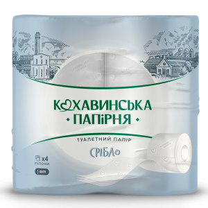Папір туалетний 3-шаровий Кохавинка Срібло білий (4 рулона)