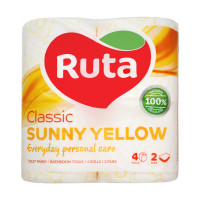 Папір туалетний 2шаровий Ruta Classic жовтий (4 рулона)