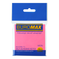 Блок стікерів, 75 х 75 мм, неоновий колір, рожевий Buromax (100 шт) (BM.2382-10)