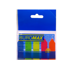 Закладки пластикові 45 х 12 мм 125 шт (5 кольорів х 25 шт) BuroMax NEON Стріла (BM.2308-98)