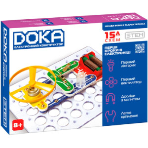 Конструктор электронный DOKA Первые шаги в электронике (Набор А, 15 схем) (D70709)