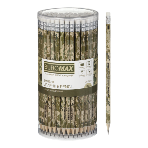 Карандаш чернографитный с ластиком HB Buromax MILITARY (BM.8528)