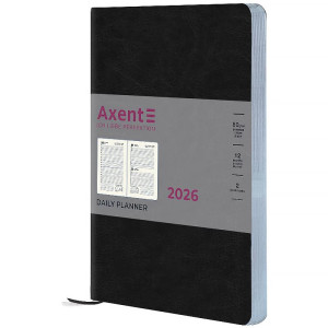 Ежедневник датированный 2026 А5 AXENT Partner City Soft черный (145*210) (8821-26-01-a)