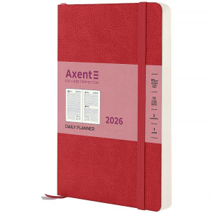 Ежедневник датированный 2026 А5 AXENT Partner Soft Skin красный (145*210) (8810-26-06-a)