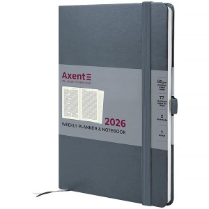 Еженедельник датированный 2026 А5 AXENT Prime Strong серый (145*210) (8507-26-62-a)